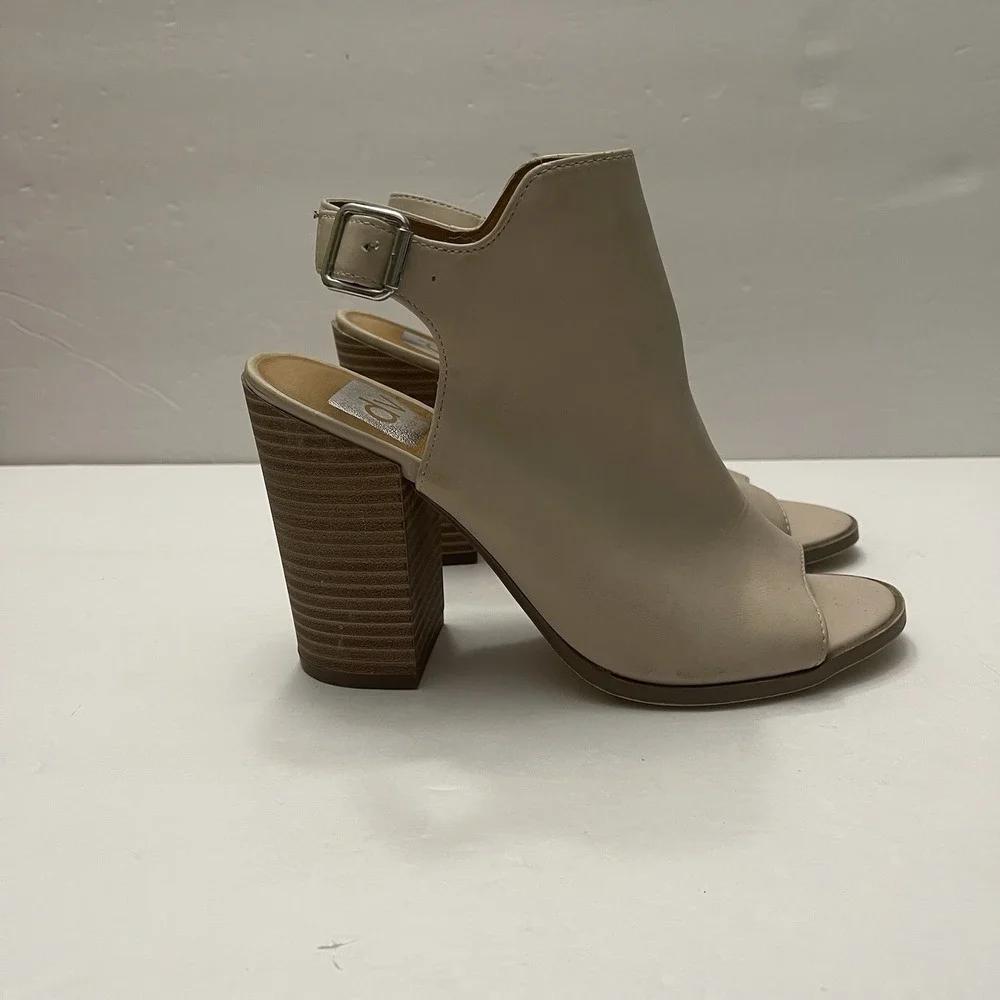 DV Dolce Vita‎ Women's 6.5 Birdie Taupe Ankle Boot Bootie Open Toe Chunky Heel